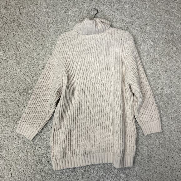 American Eagle Tunic Sweater Womens Medium Cream Oversized Knit Casual Basic - Picture 5 of 6